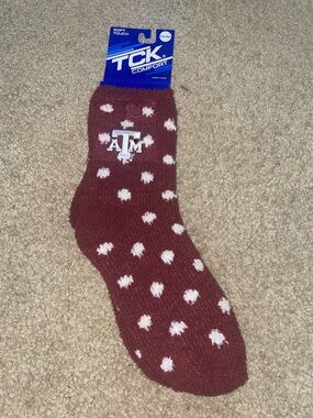 Texas ATM Maroon Polka Dot Fuzzy Socks - Men's